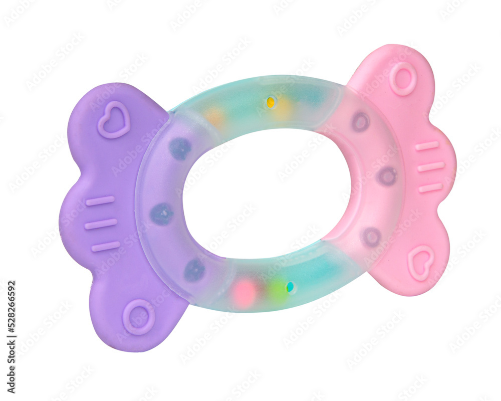 Baby rattle toy for baby fun isolated on the white background Baby rattle toy for baby fun isolated on the white background