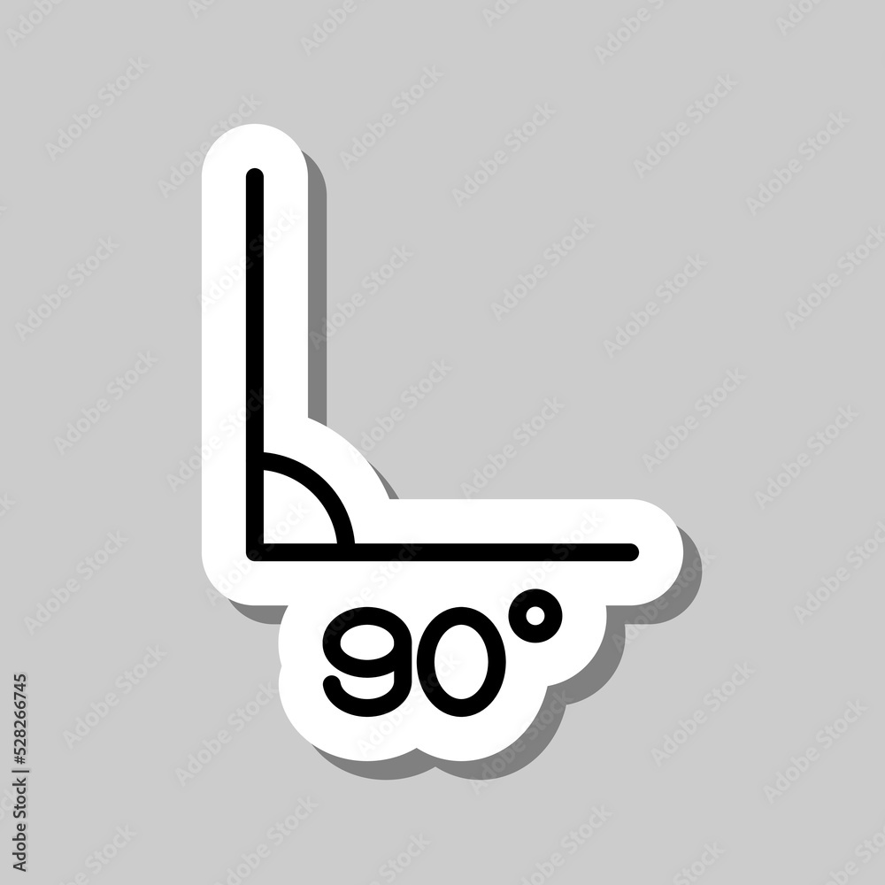 Obraz premium 90 degrees angle simple icon vector. Flat design. Sticker with shadow on gray background.ai