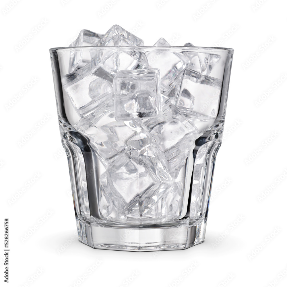 Glass With Ice Cubes. Isolated On White Stock Photo, Picture and