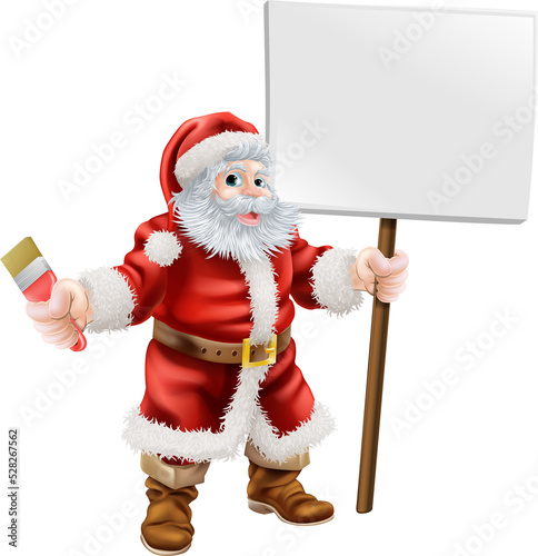 Santa holding paintbrush an...