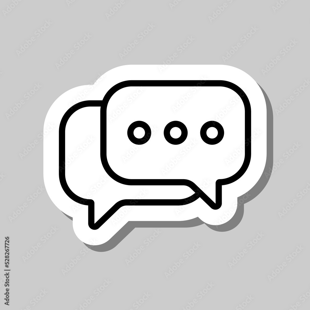 Chat, comment, speech bubble simple icon vector. Flat design. Sticker with shadow on gray background Chat, comment, speech bubble simple icon vector. Flat design. Sticker with shadow on gray background