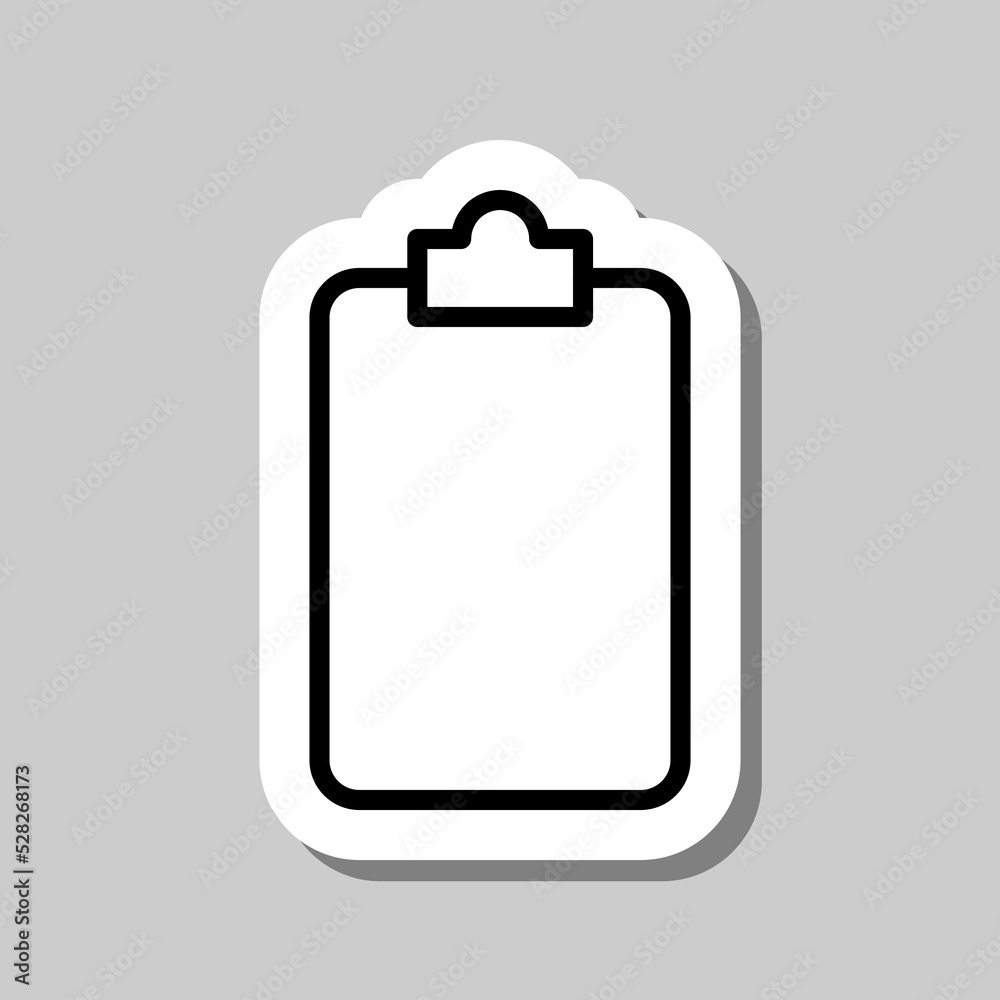 Clipboard, empty simple icon vector. Flat design. Sticker with shadow on gray background Clipboard, empty simple icon vector. Flat design. Sticker with shadow on gray background