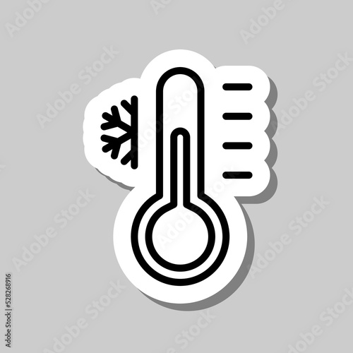 Low temperature, cold simple icon vector. Flat design. Sticker with shadow on gray background.ai