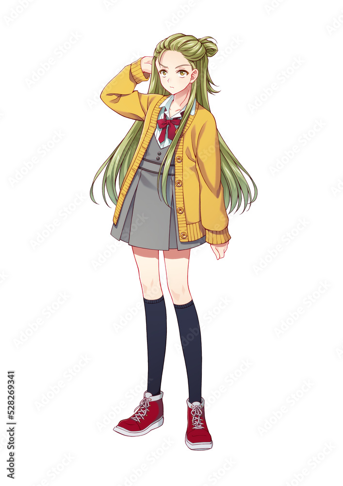 Full body illustration of animestyle girl Stock Illustration Adobe Stock