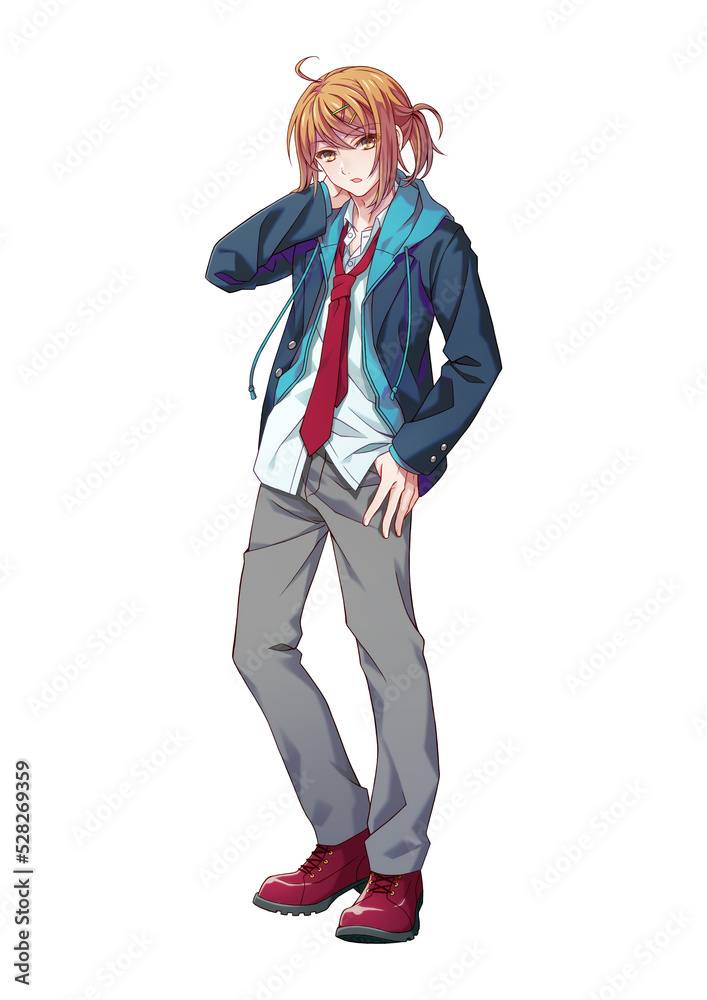 Full body illustration of anime-style boy Full body illustration of anime-style boy