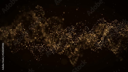 抽象的な金のパーティクル、ライン。ループ背景。
