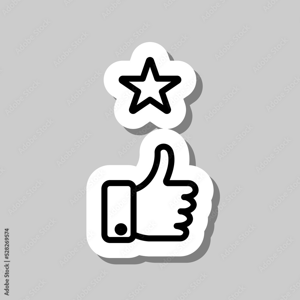 Rate of service, star simple icon vector. Flat design. Sticker with shadow on gray background Rate of service, star simple icon vector. Flat design. Sticker with shadow on gray background