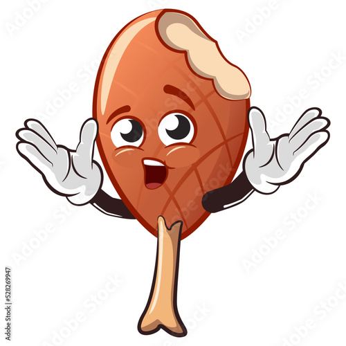 character mascot vector cartoon illustration of grilled chicken thigh bitten