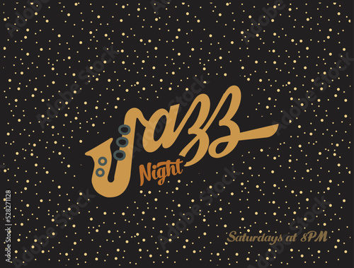 Jazz Night Poster Saxophone for Pubs Starry Background Dots