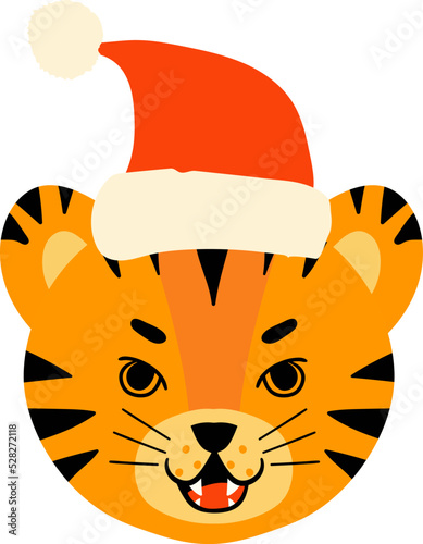 tiger face head santa hat set