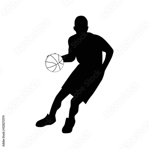 Basketball player with a ball vector silhouette