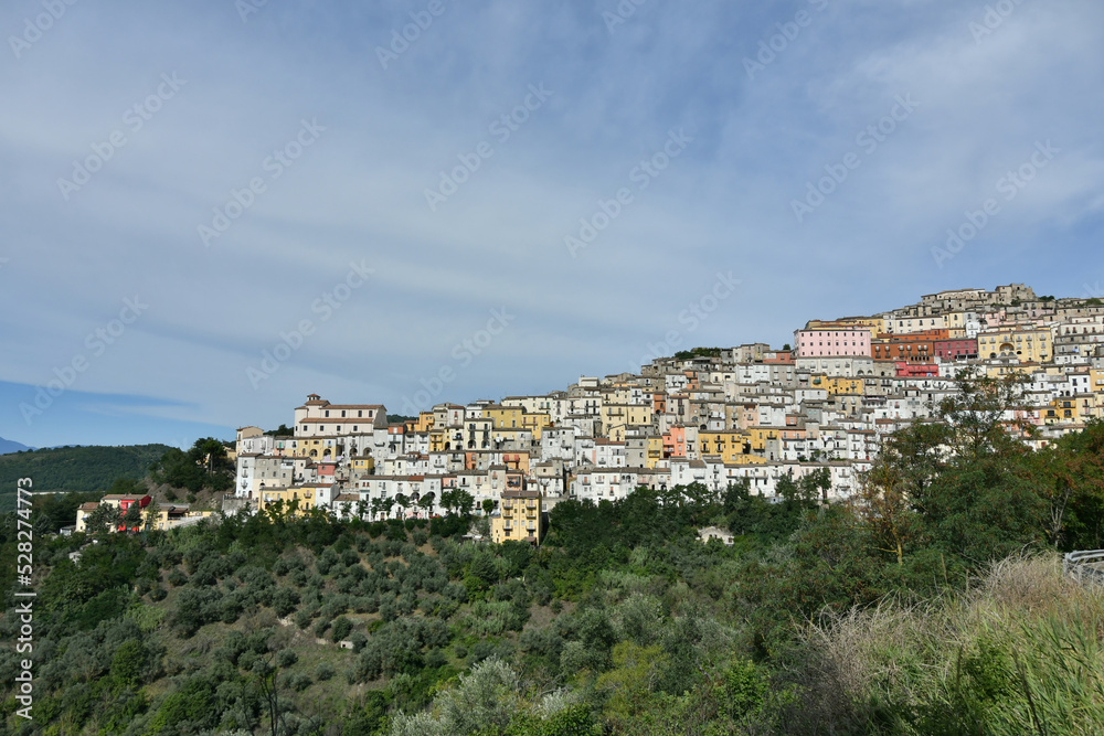 Panoramic view of CalItri, a picturesque village in the province of Avellino in Campania, Italy.