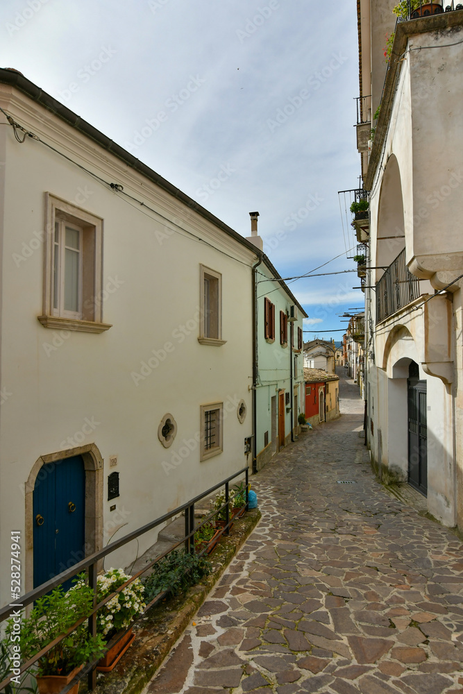 A narrow street in Calitri, a picturesque village in the province of Avellino in Campania, Italy.