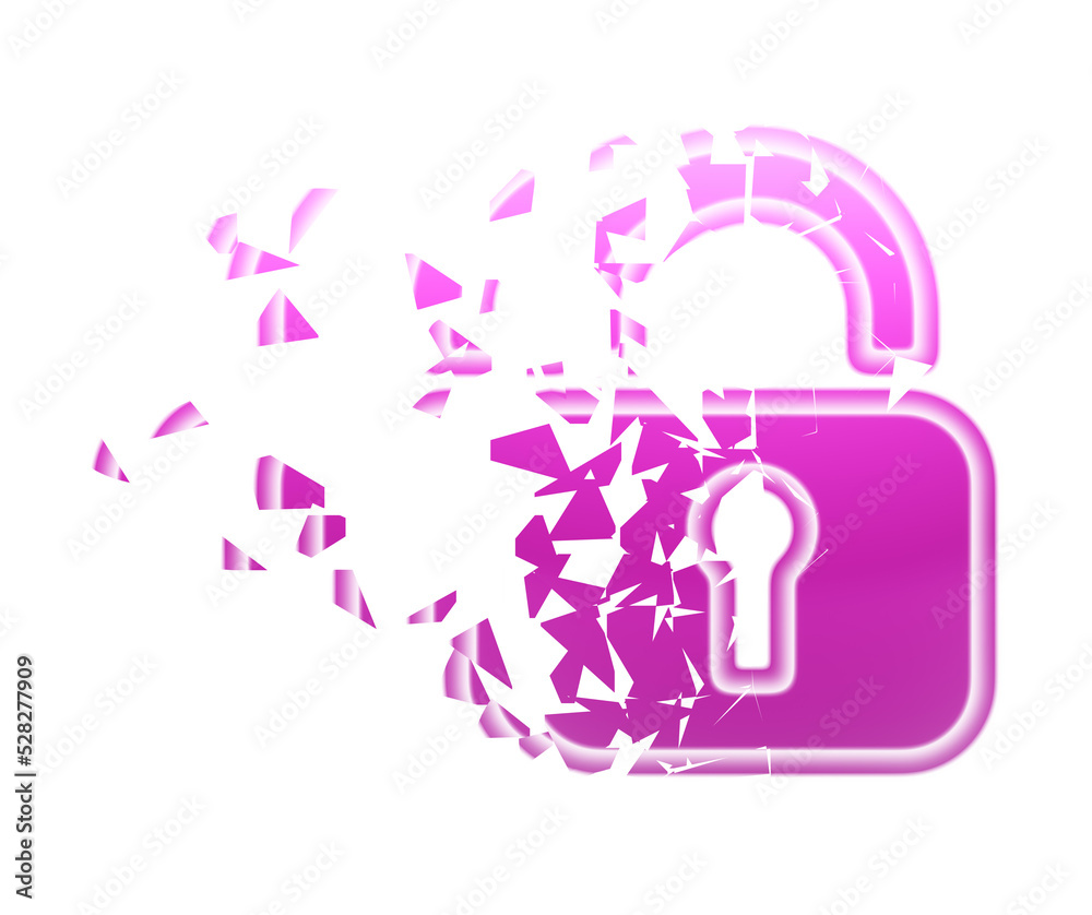 Broken lock icon isolated in white background. Illustration. Broken lock icon isolated in white background. Illustration.