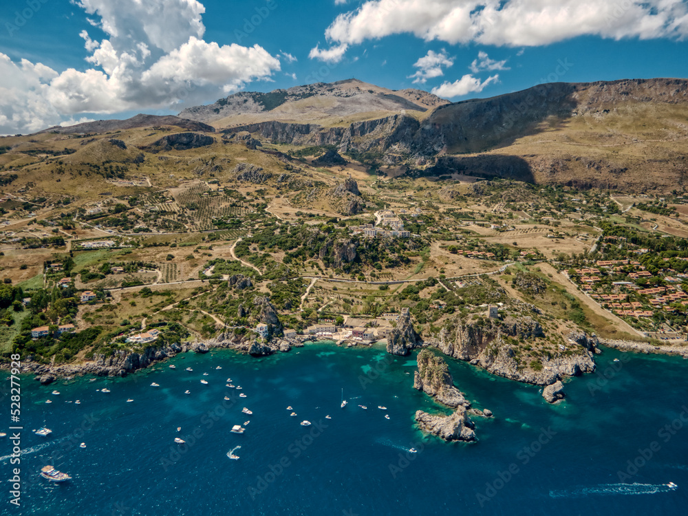 Obraz premium Aerial view of Sicily coastline summer vibes
