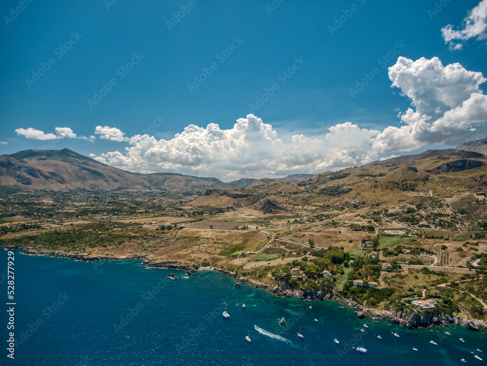 Aerial view of Sicily coastline summer vibes