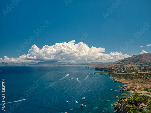 Aerial view of Sicily coastline summer vibes