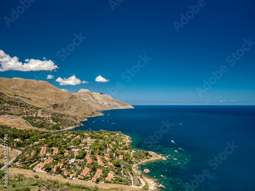 Aerial view of Sicily coastline summer vibes
