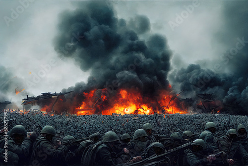 Fotografia Soldiers on a battlefield