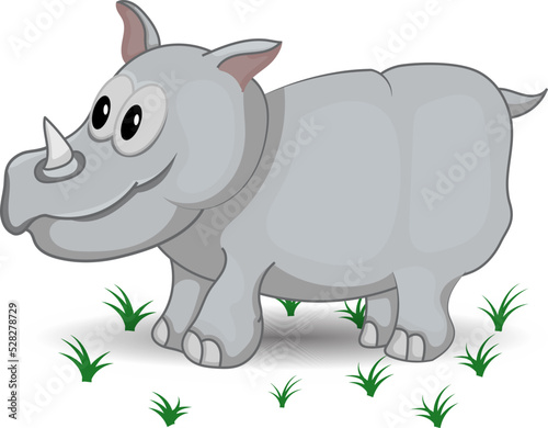 cartoon rhino adorable animal standing on grass