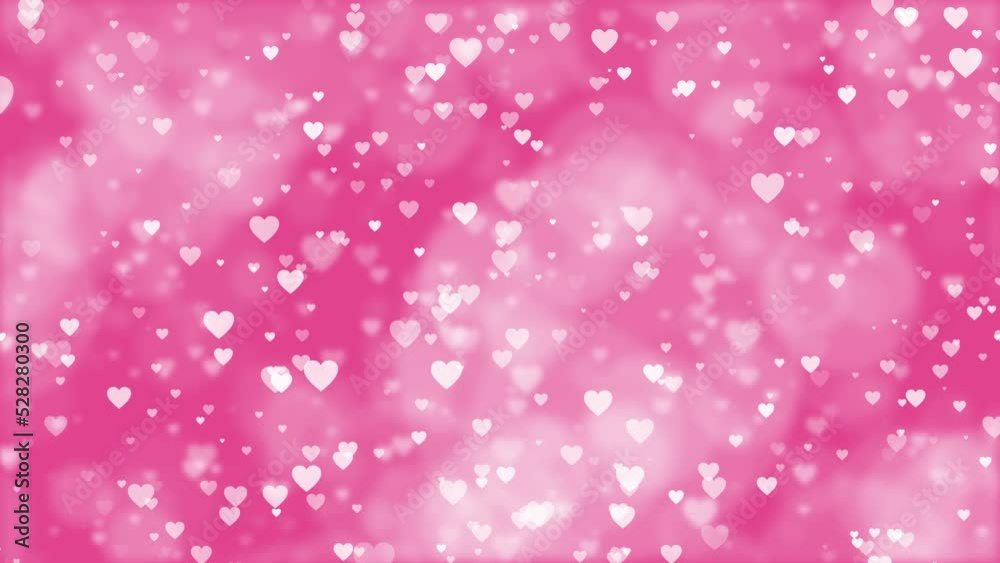 Flying white hearts with bokeh on pink background for wedding, valentines day. Slow upward movement. Loop. 25 fps Flying white hearts with bokeh on pink background for wedding, valentines day. Slow upward movement. Loop. 25 fps