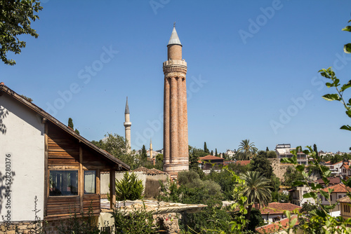 Kaleici district and Yivli Minaret view in Antalya