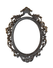 Metal brass oval antique picture frame isolated cutout