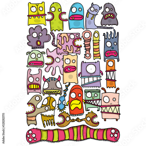 set of colorful monsters