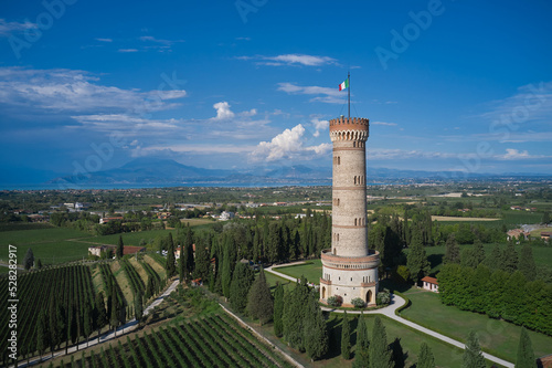 Canvas Print Tower of San Martino della Battaglia aerial view