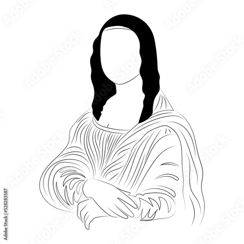 Mona Lisa black and white line art