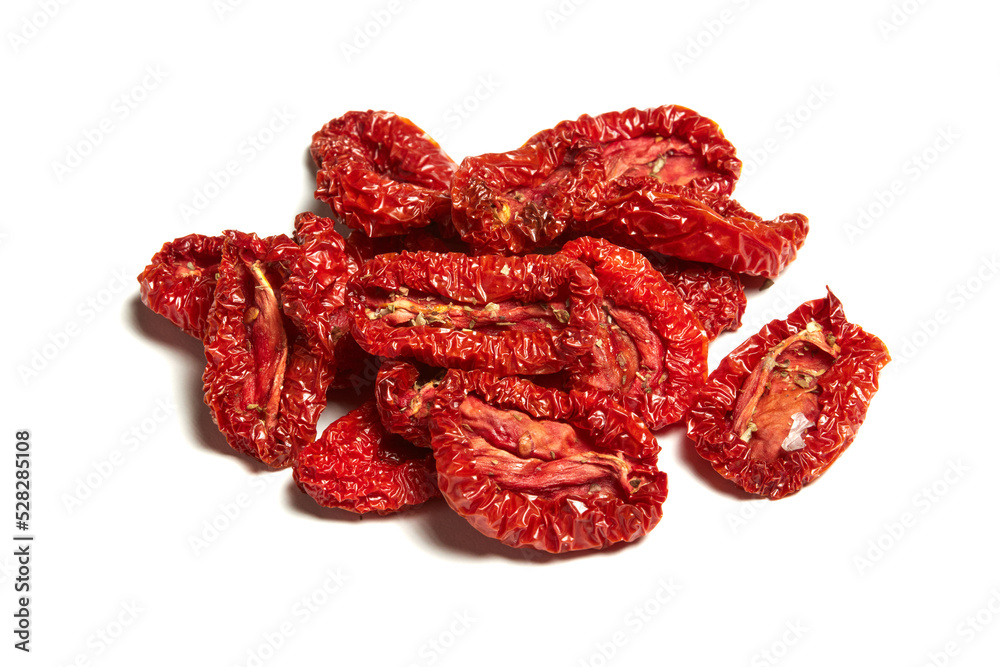 Dried tomatoes isolated on white background Dried tomatoes isolated on white background