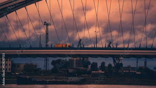 Canvas Print The bridge Apollo over the river Danube at night in Bratislava, Slovakia