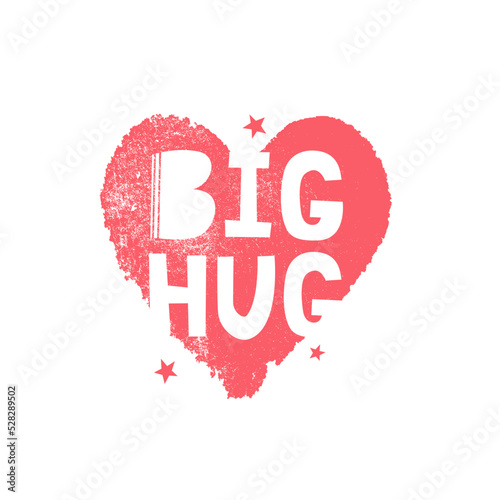 Big hug. Vector poster with ove heart. Decorative elements in scandinavian minimalistic style
