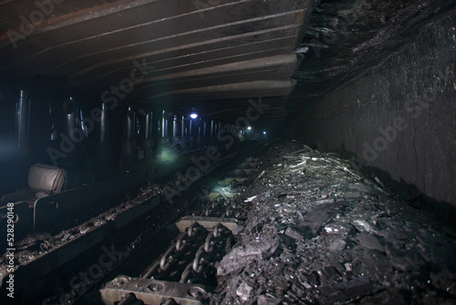 Closeup view of coal shrearer.
