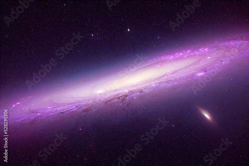 Galaxy in deep space. Colorful andromeda galaxy. Astronomy background with stars. Celestial, comsic illustration. 3D render of abstract universe. 