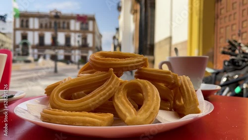 Churros in restaurant- Typical Spanish food