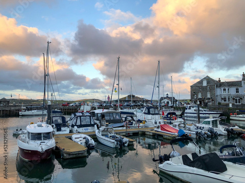 Padstow harbour at sunset