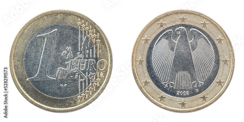 Wallpaper Mural European Union 1one euro coin 2002 close-up isolated on a white background. Torontodigital.ca