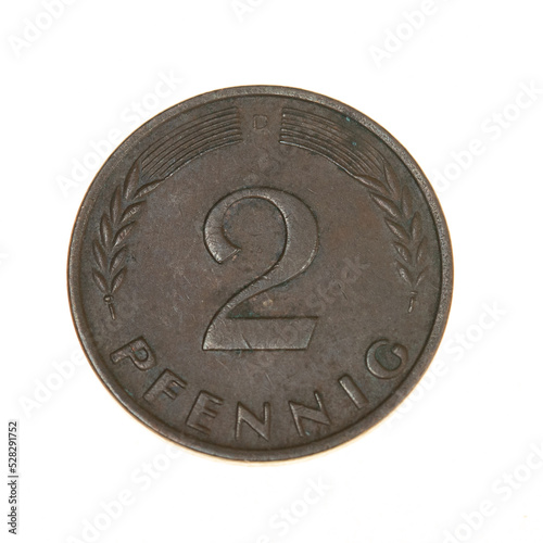 German Two Cent Penny Pfennig Coin From 1950