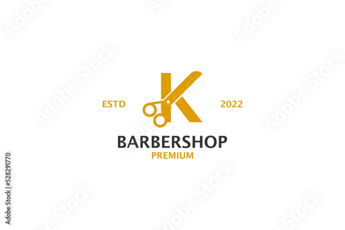 Letter K barbershop logo design vector illustration idea