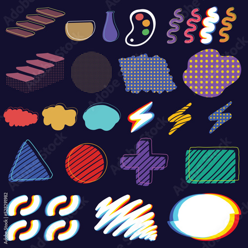 Abstract elements retro vector set collection