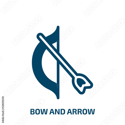 bow and arrow vector icon. bow and arrow, arrow, bow filled icons from flat wildlife concept. Isolated black glyph icon, vector illustration symbol element for web design and mobile apps