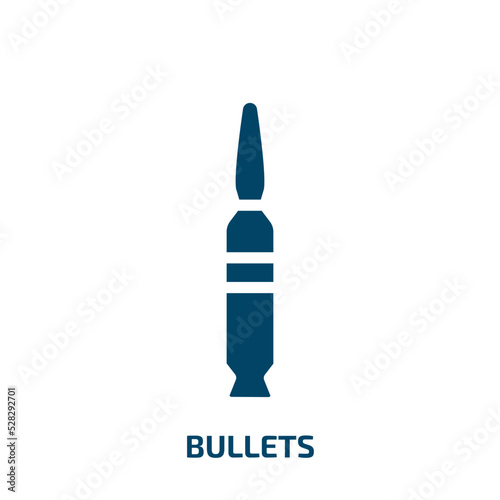 bullets vector icon. bullets, bullet, button filled icons from flat hunting concept. Isolated black glyph icon, vector illustration symbol element for web design and mobile apps
