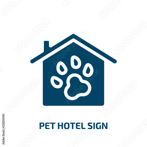 pet hotel sign vector icon. pet hotel sign, pet, paw filled icons from flat pet hotel concept. Isolated black glyph icon, vector illustration symbol element for web design and mobile apps