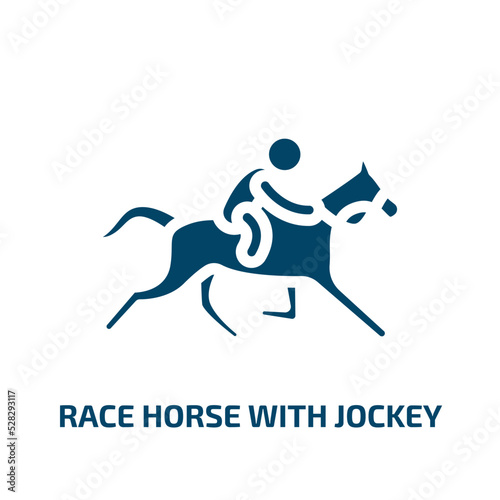 race horse with jockey vector icon. race horse with jockey, stallion, jockey filled icons from flat horses concept. Isolated black glyph icon, vector illustration symbol element for web design and
