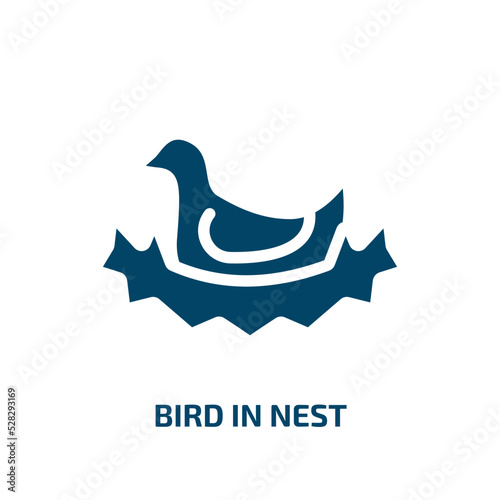 bird in nest vector icon. bird in nest, bird, animal filled icons from flat birds pack concept. Isolated black glyph icon, vector illustration symbol element for web design and mobile apps