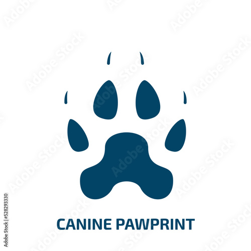 canine pawprint vector icon. canine pawprint, cat, foot filled icons from flat free animals concept. Isolated black glyph icon, vector illustration symbol element for web design and mobile apps