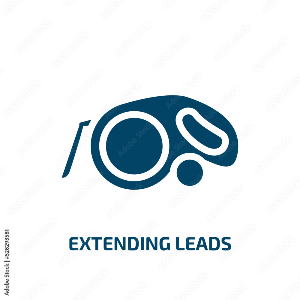 extending leads vector icon. extending leads, leads, extending filled icons from flat pet shop concept. Isolated black glyph icon, vector illustration symbol element for web design and mobile apps