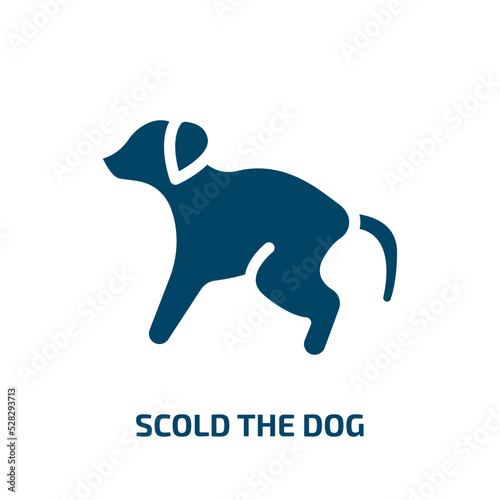 scold the dog vector icon. scold the dog, dog, man filled icons from flat dog and training concept. Isolated black glyph icon, vector illustration symbol element for web design and mobile apps