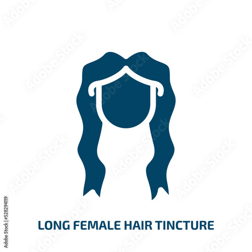 long female hair tincture vector icon. long female hair tincture, vector, graphic filled icons from flat hair salon concept. Isolated black glyph icon, vector illustration symbol element for web